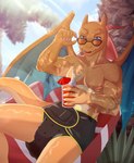 2_horns 5_fingers abdl adult_baby ageplay alcohol anthro back_wings beach beach_background beverage black_diaper blue_eyes blue_wings bulging_diaper claws clothed clothing cocktail cocktail_garnish cocktail_umbrella complex_shading container countershade_body countershade_tail countershade_torso countershading cup detailed_background diaper diaper_bulge diaper_fetish diaper_only diaper_use dragon_tail drinking_glass drinking_straw eyebrow_ridge eyewear finger_claws fingers glass glass_container glass_cup glistening glistening_body glistening_eyes hammock holding_beverage holding_container holding_cup holding_drinking_glass holding_eyewear holding_glass holding_object holding_sunglasses horn humanoid_hands infantilism interested light light_beam looking_at_viewer lying lying_on_hammock male membrane_(anatomy) membranous_wings muscular muscular_anthro muscular_arms muscular_male on_hammock open_mouth open_smile orange_arms orange_body orange_face orange_hands orange_legs orange_snout orange_tail orange_wings palm_tree pecs plant pokemorph roleplay shadow sharp_teeth sky smile soiled_diaper solo sunbeam sunglasses sunglasses_down sunglasses_on_face sunlight swim_diaper tail tan_body tan_tail tan_torso teeth topless tree unclean_diaper used_diaper wearing_diaper wearing_sunglasses white_claws white_finger_claws wings cozygrey darksidefighter nintendo pokemon baxter_blaze fan_character charizard draconic generation_1_pokemon pokemon_(species) reptile scalie absurd_res detailed digital_drawing_(artwork) digital_media_(artwork) hi_res shaded