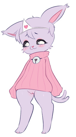 anthro black_eyes blush bottomless clothed clothing eyeshadow female fluffy forked_tail genitals inner_ear_fluff looking_at_viewer makeup pink_nose semi-anthro simple_background snout solo standing sweater tail thin_tail topwear tuft unusual_anatomy unusual_tail vulva white_background softyokai nintendo pokemon eeveelution espeon generation_2_pokemon pokemon_(species) 2019 hi_res