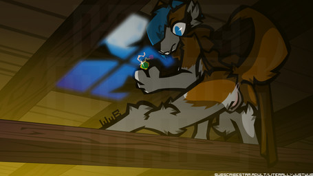 anthro anus blue_eyes blue_hair brown_body brown_fur butt cape ceiling clothing cloud eye_through_hair female fur gem genitals grin hair inner_ear_fluff jewelry moon mostly_nude multicolored_body multicolored_fur night nude raised_tail scarf sky smile solo stealth tail text translucent translucent_hair tuft two_tone_body two_tone_fur vulva white_body white_fur window wood wub_(artist) nel'i_(wub) canid canine canis domestic_dog husky mammal nordic_sled_dog spitz 16:9 hi_res signature url watermark widescreen