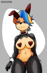 abs anthro big_breasts black_hair blonde_hair blue_eyes blue_hair breasts bunny_costume clothing costume ear_piercing ear_ring fake_ears fake_rabbit_ears female fur hair orange_body orange_fur piercing reverse_bunny_costume ring_piercing solo darkadibuja activision crash_bandicoot_(series) pirate_tawna bandicoot mammal marsupial absurd_res hi_res