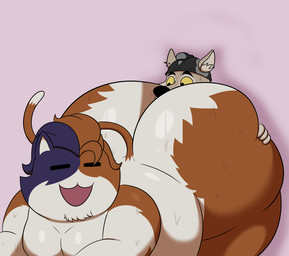 against_surface against_wall anthro big_butt bodily_fluids butt cowlick duo eyes_closed facial_hair fur glistening glistening_body goatee hair hand_on_butt happy long_hair male male/male moobs open_mouth overweight overweight_anthro overweight_male relaxed_expression simple_background sweat sweaty_body sweaty_butt tail tail_aside colossalstars epic_games fortnite meowscles purradise_meowscles wendell_(fortnite) calico_cat canid canine canis domestic_cat felid feline felis mammal wolf