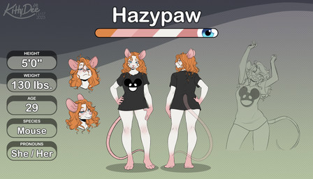4_toes 5_fingers anthro biped blue_eyes bottomless bottomless_anthro bottomless_female breasts brown_hair butt clothed clothed_anthro clothed_female clothing eyes_closed feet female fingers front_view hair hand_on_hip hand_on_own_hip looking_at_viewer open_mouth partially_clothed partially_clothed_anthro partially_clothed_female rear_view shirt shirt_only smile solo standing t-shirt t-shirt_only tail teeth text toes tongue topwear topwear_only kittydee mammal mouse murid murine rodent 2025 digital_drawing_(artwork) digital_media_(artwork) english_text hi_res model_sheet