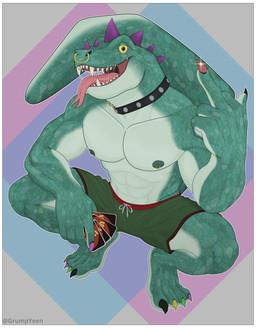 5_fingers abs anthro areola barbell_piercing basketball_shorts bodily_fluids border bottomwear claws clothed clothing collar colored_nails crouching facial_piercing fangs fingers gesture green_body green_scales hand_gesture head_spikes holding_card holding_cards holding_object looking_at_viewer male manicure middle_finger multicolored_claws muscular muscular_male nails nipple_barbell nipple_piercing nipple_ring nipples nose_piercing nose_ring piercing purple_spikes ring_piercing saliva saliva_string scales septum_piercing septum_ring sharp_teeth shorts simple_background solo spikes spikes_(anatomy) tail teeth teeth_showing tongue tongue_out tongue_piercing topless topless_male uniform uniformed_male uno_card white_border yellow_sclera grumpyeen goat_(movie) sony_corporation sony_pictures sony_pictures_animation uno modo_olachenko komodo_dragon lizard monitor_lizard reptile scalie absurd_res hi_res
