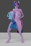 2:3 3d_(artwork) absurd_res animal_genitalia animal_penis anthro anthrofied balls big_breasts blender_(software) blue_body blue_penis blue_skin breast_grab breasts cock_transformation digital_media_(artwork) equid equine equine_genitalia equine_penis friendship_is_magic genitals gynomorph hair hand_on_breast hand_on_hip hasbro hi_res huge_breasts intersex jhonnytimber mammal my_little_pony penis purple_body purple_hair purple_skin purple_tail pussy size_difference tail transformation trixie_(mlp) twilight_sparkle_(mlp)