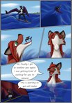 anthro black_border border dialogue female macro male micro open_mouth sea split_form surf surfing text vore water wetsuit narrsvans canid canine canis fox mammal marine merfolk wolf comic english_text hi_res