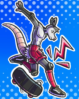 abs anthro clothed clothing facial_piercing male muscular muscular_male nose_piercing nose_ring pecs piercing ring_piercing skateboard solo topless topless_male vehicle josephcuerv0 i_think_i_like_you zeb_(i_think_i_like_you) american_opossum mammal marsupial 4:5 hi_res