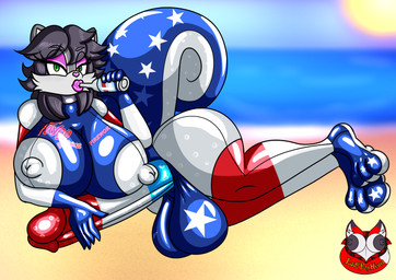 3_toes american_flag anthro balls beach beverage beverage_bottle big_balls big_breasts big_penis bimbofication bimbofied bodily_fluids bottle breasts bubble cleavage clothed clothing container dana_the_squirrel erection eyelashes feet fingers food freckled_face freckles fur genitals gloves gynomorph hair handwear holding_food holding_object holidays huge_balls huge_breasts huge_penis humanoid_genitalia humanoid_penis hyper hyper_balls hyper_genitalia hyper_penis intersex latex latex_clothing latex_legwear latex_skinsuit legwear lips looking_at_viewer multicolored_penis nipples nude outside penis popsicle sand sea seaside simple_background skinsuit sky soda soda_bottle soda_suit solo star tail thick_lips thick_thighs tight_clothing toes united_states_of_america water ladyfoxheart 4th_of_july bomb_pop faygo_(soda) mammal rodent sciurid tree_squirrel absurd_res hi_res