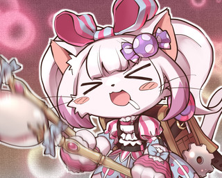 4_fingers :3 :d >_< abstract_background accessory alternative_fashion anthro backpack bangs blue_stripes blunt_bangs blush blush_stickers bodily_fluids candy cheek_tuft clothing collar dessert dress drooling eyes_closed facial_tuft female fingers food fur gear gem gradient_background hair hair_accessory hair_ribbon happy holding_object j-fashion kemono lolita_(fashion) lollipop long_sleeves motion_blur multicolored_body multicolored_fur open_mouth outline pattern_clothing pigtails pink_stripes pink_tongue polka_dots puffy_sleeves purple_hair raised_tail ribbons saliva semi-anthro simple_background small_nose smile solo standing striped_clothing stripes suspenders sweet_lolita tail tongue tuft two_tone_body two_tone_fur whiskers white_body white_fur white_hair white_tail nekoguruma cat_busters millefeui_(cat_busters) domestic_cat felid feline felis mammal 5:4 digital_media_(artwork)