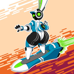 4_fingers anthro big_butt black_body blue_clothing blue_leotard butt clothing electronics empty_eyes extreme_gear featureless_feet feet female fingerless_gloves fingers gloves green_eyes handwear hat headgear headphones headwear leotard rear_view simple_background smile solo tan_background thick_thighs visor_cap white_clothing white_gloves white_handwear white_leotard wide_hips fuzzycogs project_turboblast sega sonic_riders sonic_the_hedgehog_(series) tempo_(project_turboblast) animal_humanoid humanoid lagomorph leporid mammal rabbit robot_anthro 1:1 absurd_res hi_res