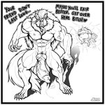 animal_genitalia animal_penis balls big_balls big_penis bodily_fluids border claws cum cum_from_ass cum_in_ass cum_inside fangs genital_fluids genitals knot male male_focus muscular muscular_male penis teeth text tongue tongue_out vein white_border oblivionrising mythology yamcha_death_pose max_(punkatak) canid canine canis mammal mythological_canine mythological_creature werecanid werecanine werecreature werewolf wolf 1:1 absurd_res hi_res monochrome