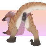2017 absurd_res all_fours alternate_version_at_source anus ass_up butt digitigrade dinosaur dromaeosaurid esi_sharpclaw female feral genitals hi_res looking_at_viewer looking_back nude pink_lighting pink_theme presenting presenting_hindquarters presenting_pussy pussy qwertydragon raised_tail raptor_claws reptile scalie signature simple_background smaller_version_at_source snout solo tail theropod tongue tongue_out velociraptor