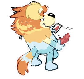 anthro balls bedroom_eyes blue_body blue_fur cellphone dick_pic electronics fur genitals grin holding_object holding_penis holding_phone knot knotted_penis leaning leaning_backward male multicolored_body multicolored_fur narrowed_eyes orange_body orange_fur penis phone seductive simple_background simple_coloring smartphone smile solo standing taking_picture white_background yellow_body yellow_fur duckbrained bluey_(series) radley_heeler australian_cattle_dog canid canine canis cattledog domestic_dog herding_dog mammal pastoral_dog hi_res
