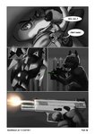 2021 2d_animation ambiguous_gender animated animated_comic animated_png anthro armor biped body_armor border broken_glass canid canine clothed clothing comic dialogue disney english_text female_(lore) fox foxxj glass gloves_(marking) greyscale group gun handgun hi_res holding_gun holding_handgun holding_object holding_pistol holding_ranged_weapon holding_weapon inside judy_hopps lagomorph laser_sight leg_markings leporid male_(lore) mammal markings monochrome nick_wilde pistol rabbit ranged_weapon red_fox shooting short_playtime socks_(marking) speech_bubble subtle_animation text true_fox visor weapon white_border window zootopia