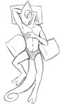 anthro barefoot briefs clothed clothing feet hand_on_chest lying male open_mouth pillow simple_background solo teeth_showing topless underwear white_background thegreatmatsutzu nintendo star_fox leon_powalski chameleon lizard reptile scalie black_and_white monochrome sketch