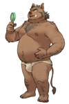 anthro belly big_belly bodily_fluids briefs bulge clothing electric_fan handheld_electric_fan kemono male moobs navel nipples overweight overweight_male simple_background solo sweat tighty_whities underwear white_background white_briefs white_clothing white_underwear amamiya mammal suid suina sus_(pig) wild_boar 2023