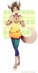 anthro blush female fingers gesture heart_gesture heart_symbol solo tail iris_zeible cornelius_(commissioner) ninu_kenage canid canine mammal full-length_portrait portrait