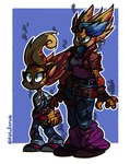 anthro burned clothing duo female female/female gameplay_mechanics overalls shocked smoke patatero69 activision crash_bandicoot_(series) coco_bandicoot pirate_tawna hi_res