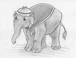 bonnet clothing female feral hat headgear headwear paintbrush_tail pregnant pregnant_female proboscis_(anatomy) shawl solo standing trunk_(anatomy) leovictor disney dumbo_(movie) mrs._jumbo elephant elephantid mammal proboscidean monochrome