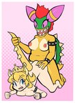 ambiguous_penetration anthro blonde_hair blue_eyes crown duo female gynomorph hair headgear intersex intersex/female penetration purple_eyes selfcest sharp_teeth square_crossover super_crown tail tail_grab teeth vetero bowsette_meme mario_and_luigi_(series) mario_bros nintendo bowletta bowser human humanoid mammal reptile scalie turtle hi_res meme