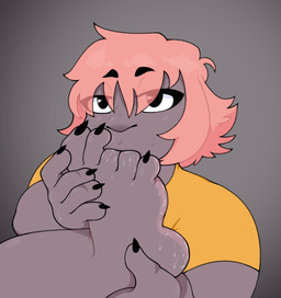 5_toes anthro biped bodily_fluids body_worship claws clothing feet female foot_fetish foot_in_mouth foot_lick foot_suck grey_background grey_body hair humanoid_feet licking paws pink_hair plantigrade saliva self_lick shirt simple_background solo sucking toe_in_mouth toe_suck toes tongue topwear translucent translucent_hair freakwithatag aida_(twistedfurby) aquatic fish shark 2025 digital_media_(artwork) hi_res
