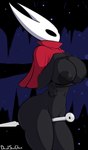 2_horns anthro areola big_breasts biped black_areola black_body black_breasts black_eyes black_nipples breasts butt clothing female fingers horn melee_weapon motion_lines nipples red_clothing solo standing text thick_thighs weapon white_head white_text davidsanchan hollow_knight team_cherry hornet_(hollow_knight) arthropod 2024 absurd_res artist_name digital_media_(artwork) english_text hi_res