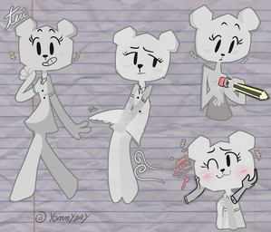anthro blush blush_lines bodily_fluids clothing drawn_over dress embarrassed erase erasing faceless_character faceless_male female hands_together holding_clothing holding_dress holding_face holding_object legs_together male nude nude_female one_eye_closed paper paper_background pencil_(object) smile solo sweat sweatdrop text wind young young_anthro young_female yommyday cartoon_network the_amazing_world_of_gumball teri_(tawog) bear mammal paper_creature 2023 english_text