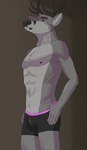 5_fingers abs anthro antlers boxer_briefs bulge clothing fingers fur grey_body grey_fur horn looking_down male nipples pecs red_eyes solo standing underwear nihilistdigby flatwood_drop-outs cooper_(flatwood_drop-outs) deer mammal absurd_res hi_res