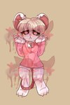anthro black_eyes blonde_hair blush bottomwear bow_ribbon breasts clothing dress female footwear fur hair legwear nails pajamas pink_bottomwear pink_clothing pink_dress pink_skirt skirt smile socks solo stockings tail thigh_highs thigh_socks white_body white_clothing white_footwear white_fur white_legwear white_socks white_stockings white_thigh_highs white_thigh_socks yellow_eyes sauce47621 terrible_mouse lorna_(terrible_mouse) mammal mouse murid murine rat rodent 2:3 hi_res