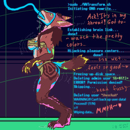 accessory anthro bodily_fluids bottomwear braided_hair brainwashing breast_expansion breasts butt butt_expansion chest_wraps clothing countershade_face countershade_fur countershade_paws countershading dialogue digitigrade dripping_vulva electrical_plug expansion feeding_tube female forced forced_drinking forced_transformation fur genital_fluids hair hair_accessory hair_ring hip_markings hypnosis hypnotic_visor leaking_pussy_juice leaking_vagina leg_markings loincloth looking_up markings medical_instrument mid_transformation mind_control mind_wipe multicolored_body multicolored_fur neck_bulge onomatopoeia paws plug rape reprogramming ringed_eyes scientific_instrument sex side_view solo sound_effects standing text topwear torn_clothing torn_topwear transformation vaginal_fluids vaginal_fluids_on_ground vaginal_fluids_puddle vowelless vowelless_vocalization wraps x-ray_view anonymous_artist deltarune undertale_(series) shess'kah canid canine canis ethiopian_wolf mammal werewire 1:1 english_text hi_res