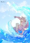 anthro male solo surfing water yellow_eyes yu_chi_i morenatsu kouya_(morenatsu) canid canine canis domestic_dog husky mammal nordic_sled_dog spitz signature unavailable_at_source