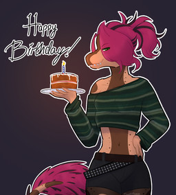 anthro belt biped birthday birthday_cake black_bottomwear black_clothing black_pants bottomwear breasts brown_body cake candle clothed clothed_anthro clothed_female clothing crop_top cropped_sweater dessert eye_through_hair feathered_tail feathers female fingers fire food green_clothing green_crop_top green_eyes green_shirt green_topwear hair half-closed_eyes hand_on_hip happy_birthday heart_symbol holding_cake holding_food holding_object humanoid_hands long_hair long_tail looking_at_viewer midriff narrowed_eyes navel non-mammal_breasts non-mammal_navel outline pants pose red_body red_feathers red_hair shirt shorts simple_background smile smug solo studded_belt studs tail text topwear translucent translucent_hair white_outline scaredofbunnies devlog:_a_post-modern_college_experience rebecca_(devlog) dinosaur dromaeosaurid microraptor prehistoric_species reptile saurischian scalie theropod 2025 artist_name colored english_text hi_res