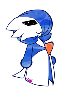 :3 blue_hair chibi female hair hair_over_eye not_furry one_eye_obstructed plushie simple_background smug solo white_background renv nintendo pokemon gardevoir generation_3_pokemon humanoid pokemon_(species) shiny_pokemon 2022 hi_res signature
