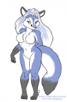 4_toes anthro black_body black_fur blue_body blue_eyes blue_fur blue_hair blush breasts chest_tuft claws featureless_breasts featureless_crotch feet female fur hair multicolored_hair naturally_censored nude simple_background solo tail toe_claws toes tuft two_tone_hair white_background white_body white_fur white_hair ken_singshow extinctioners artica_lagopus canid canine fox mammal 2006 signature