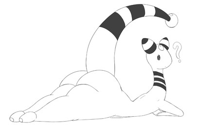 anthro big_butt butt looking_at_viewer lying markings on_front question_mark raised_tail simple_background solo striped_markings striped_tail stripes tail tail_markings thick_tail thick_thighs white_background moztove nintendo pokemon ampharos generation_2_pokemon pokemon_(species) 2025 digital_drawing_(artwork) digital_media_(artwork) hi_res monochrome