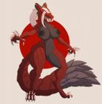 2019 anthro anthrofied areola big_breasts breasts capcom claws digital_media_(artwork) dragon fanged_wyvern female genitals hair hi_res monster_hunter mythological_creature mythological_scalie mythology nipples non-mammal_breasts non-mammal_nipples nude odogaron open_mouth pussy scalie simple_background solo tail teeth toe_claws undeadkitty13 white_hair