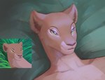 2023 anthro anthrofied bedroom_eyes can_you_feel_the_love_tonight disney felid female feral lion lying mammal nala_(the_lion_king) narrowed_eyes on_back pantherine redraw reference_image sabara screencap seductive solo the_lion_king