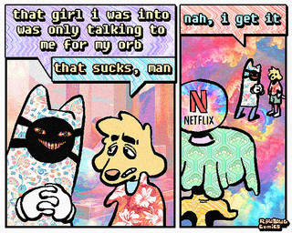 2_panel_comic aloha_shirt anthro bottomwear cartoon_gloves clothing denim denim_bottomwear denim_clothing dialogue floppy_ears footwear half-closed_eyes humor jeans mask narrowed_eyes pants pattern_clothing pattern_shirt pattern_topwear shirt socks speech_bubble text topwear rawdawgcomics julian_(rawdawgcomics) stahli_(rawdawgcomics) ambiguous_species canid canine canis domestic_dog mammal 5:4 comic english_text