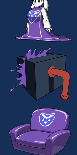 anthro anthro_to_inanimate chair female furniture goo_transformation horn inanimate_transformation latex melting molding objectification solo surprised transformation transformation_sequence themadastronaut undertale_(series) toriel bovid caprine goat mammal absurd_res alpha_channel digital_media_(artwork) hi_res sequence
