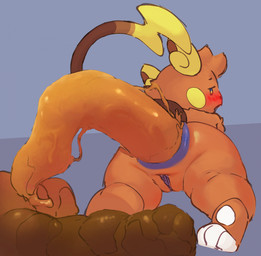 anthro anus blue_anus blue_vulva blush brown_body brown_fur butt excessive_feces feces feces_on_ground feces_pile female female_pooping fur genitals head_tuft hyper hyper_feces hyper_feces_pile looking_at_viewer looking_back looking_back_at_viewer lying narrowed_eyes nude nude_anthro on_front open_mouth orange_body orange_fur pawpads pooping pooping_on_floor raised_tail scatplay solo tail tuft vulva white_pawpads yellow_body yellow_cheeks yellow_fur tiosqr nintendo pokemon alolan_form alolan_raichu generation_7_pokemon pokemon_(species) regional_form_(pokemon) hi_res trans_(lore) trans_man_(lore)