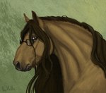 absurd_res ambiguous_feral ambiguous_gender brown_body brown_eyes brown_fur brown_mane draft_horse equid equine eyebrows eyewear eyewear_only feral fihell fur glasses glasses_only headshot_portrait hi_res horse looking_at_viewer male_(lore) mammal mane nude portrait realistic_feral solid_punch solo wearing_glasses