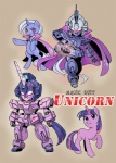 cape chibi clothing cutie_mark duo female feral fur hair horn machine mecha multicolored_hair pink_hair purple_body purple_eyes purple_fur purple_hair quadruped tail text two_tone_hair shepherd0821 friendship_is_magic gundam hasbro my_little_pony mythology trixie_(mlp) twilight_sparkle_(mlp) unicorn_gundam equid equine mammal mobile_suit mythological_creature mythological_equine robot unicorn english_text