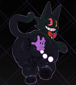 anthro balls big_butt bodily_fluids butt disembodied_hand dripping genital_fluids genitals male precum precum_drip solo spread_butt spreading blujeanz deltarune undertale_(series) cat_mike_(deltarune)