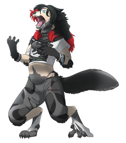 ambiguous_gender anthro big_pubes black_hair black_nose blue_eyes bodily_fluids bottomwear bracelet camo camo_bottomwear camo_clothing camo_pants camo_print cheek_tuft chest_tuft claws clothing collar digitigrade drooling facial_tuft fangs finger_claws fluffy fluffy_tail footwear fur fur_growth grey_body grey_bottomwear grey_clothing grey_fur grey_pants growth hair highlights_(coloring) human_to_anthro human_to_feral jewelry long_hair mid_transformation open_mouth pants pattern_bottomwear pattern_clothing pattern_pants paws pubes red_highlights saliva shirt simple_background snout socks solo species_transformation studded_collar studs tail teeth thong toe_claws tongue topwear torn_bottomwear torn_clothing torn_footwear torn_pants torn_shirt torn_socks torn_topwear transformation tuft underwear white_background fujoshiineko mythology redshift_(reddrawsstuff) canid canine human mammal mythological_canine mythological_creature werecanid werecanine werecreature werewolf 2021 digital_media_(artwork) hi_res shaded