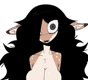 anthro black_hair breasts brown_ear_tips collarbone dipstick_ears ear_markings eyelashes female female_anthro fur hair hair_over_eye long_hair looking_at_viewer multicolored_body multicolored_ears multicolored_fur nude nude_anthro nude_female one_eye_obstructed simple_background solo tan_body tan_fur white_background wide_eyed xarop77 deer mammal 2025 bust_portrait digital_drawing_(artwork) digital_media_(artwork) portrait