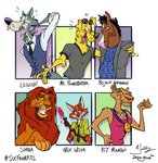 anthro bodily_fluids clothed clothing female feral fur grey_body grey_fur group male dodgyrom animalympics beastars bojack_horseman disney netflix six_fanarts_challenge the_lion_king zootopia bojack_horseman_(character) kit_mambo legoshi_(beastars) mr._peanutbutter nick_wilde simba_(the_lion_king) canid canine canis domestic_dog equid equine felid fox horse lion mammal pantherine red_fox true_fox wolf 2020 crossover meme