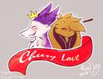 blush brown_body brown_fur duo eyes_closed fur purple_body purple_fur smile sticker text raljoy ral rony sergal tojol 2018 digital_media_(artwork) hi_res