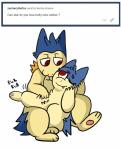2018 absurd_res belly_rub borky-draws cuddling duo ember_the_typhlosion embrace english_text female feral generation_2_pokemon hi_res hug male male/female nintendo pokemon pokemon_(species) simple_background size_difference text typhlosion