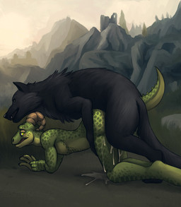 4_fingers all_fours anal anal_penetration anthro anthro_on_feral anthro_penetrated bestiality black_body black_fur bodily_fluids brown_eyes butt claws cum cum_in_ass cum_inside cum_on_ground cum_on_leg day detailed_background duo ejaculation femboy feral feral_penetrating feral_penetrating_anthro feral_penetrating_male fingers from_behind_position fur genital_fluids grass green_body green_eyes green_scales hip_grab horn interspecies leaking_cum looking_back looking_pleasured male male/male male_on_bottom male_on_feral male_on_top male_penetrated male_penetrating male_penetrating_male mating_grip mountain mounting nude on_bottom on_top one_sided_climax open_mouth orgasm outside outside_sex penetration penile penile_penetration penis_in_ass plant pupils rock scales sex sky slit_pupils tree waist_grab lizardlars bethesda_game_studios microsoft skyrim the_elder_scrolls frost_(frosty01) argonian canid canine canis mammal reptile scalie wolf 2021 digital_media_(artwork) hi_res