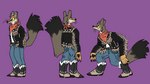 anthro badboy blue_bottomwear blue_clothing blue_jeans blue_pants boots bottomwear clothing cowboy cowboy_boots cowboy_outfit denim denim_bottomwear denim_clothing fluffy fluffy_tail footwear jeans male natural_colors pants shoes short_male simple_background solo tail twostepstanley western yellow_eyes feralasar canid canine fox mammal swift_fox true_fox flat_colors model_sheet