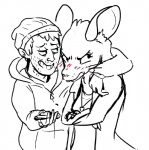 anthro blush duo female female_on_human human_on_anthro in_character interspecies male male/female male_on_anthro pen psibunny bojack_horseman netflix mia_mckibben todd_chavez human mammal mouse murid murine rodent sketch